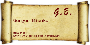 Gerger Bianka névjegykártya